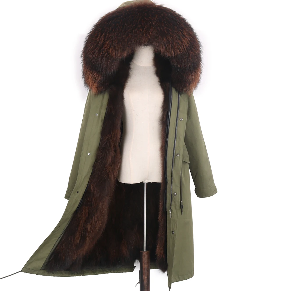 Women Winter Jacket X-Long Parka Waterproof Big Natural Raccoon Fur Lining Hood Real Fur Coat Thick Warm Real Fox Fur collar