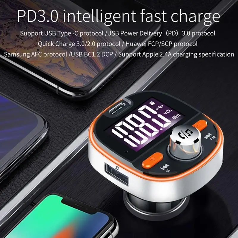 FM-модулятор с Bluetooth 5 0 автомобильный комплект громкой связи аудио mp3-плеер PPS QC3.0