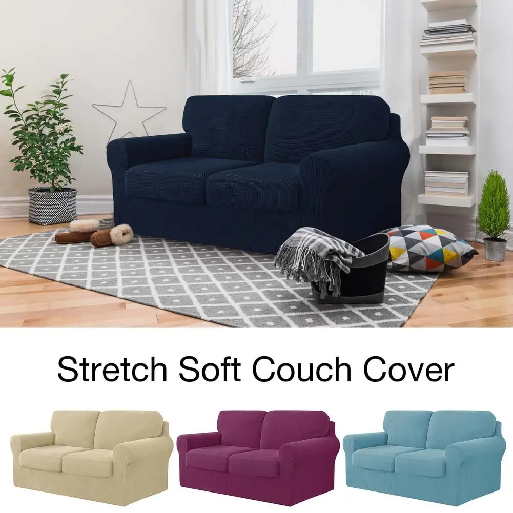 

Sofa Seat Cushion Cover Elastic Chair Cover Pets Kids Furniture Protector Polar Fleece Stretch Washable Removable Slipcover