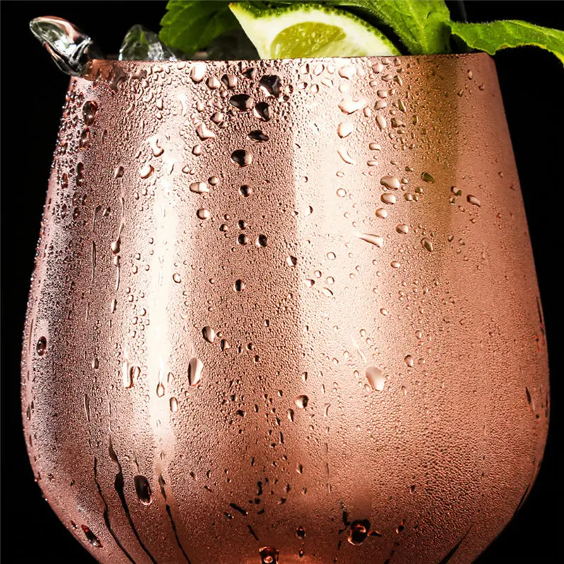 Бокал для вина из нержавеющей стали es серебристый розовое золото бокалы сока