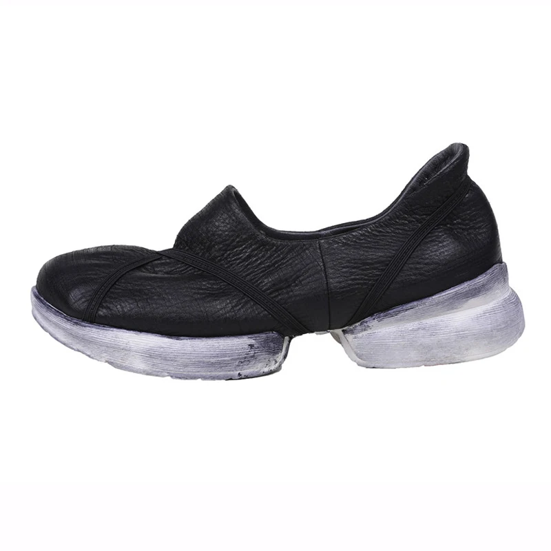 

Spring Autumn New Casual Ladies Sneakers Shoes Genuine Leather Retro Black Platform Old Shoes Women Sports Style Female Creepers