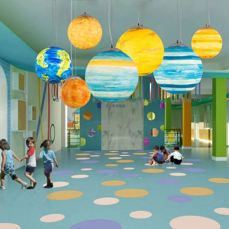 modern 8 Planet pendant lights for living dining bedroom children shopping center multicolour hanging light fixtures 110v 220v