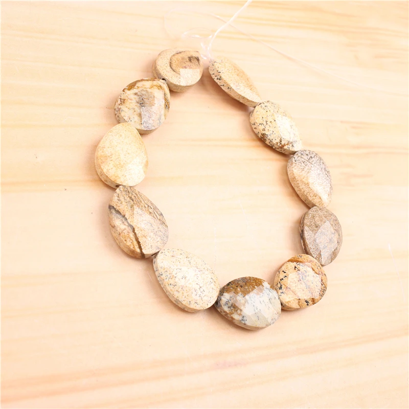 

Picture Stone 16 16MM Natural Gem Round Loose Faceted Beads Flat Beads For Bracelets Necklaces DIY