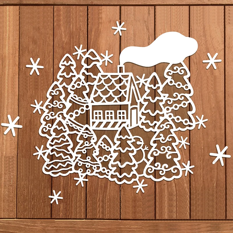 

Рождественские Вырубные штампы GG0863 для рукоделия, скрапбукинга, тиснения, фотоальбом, дом на дереве, снеговик, металлические высечки, трафа...