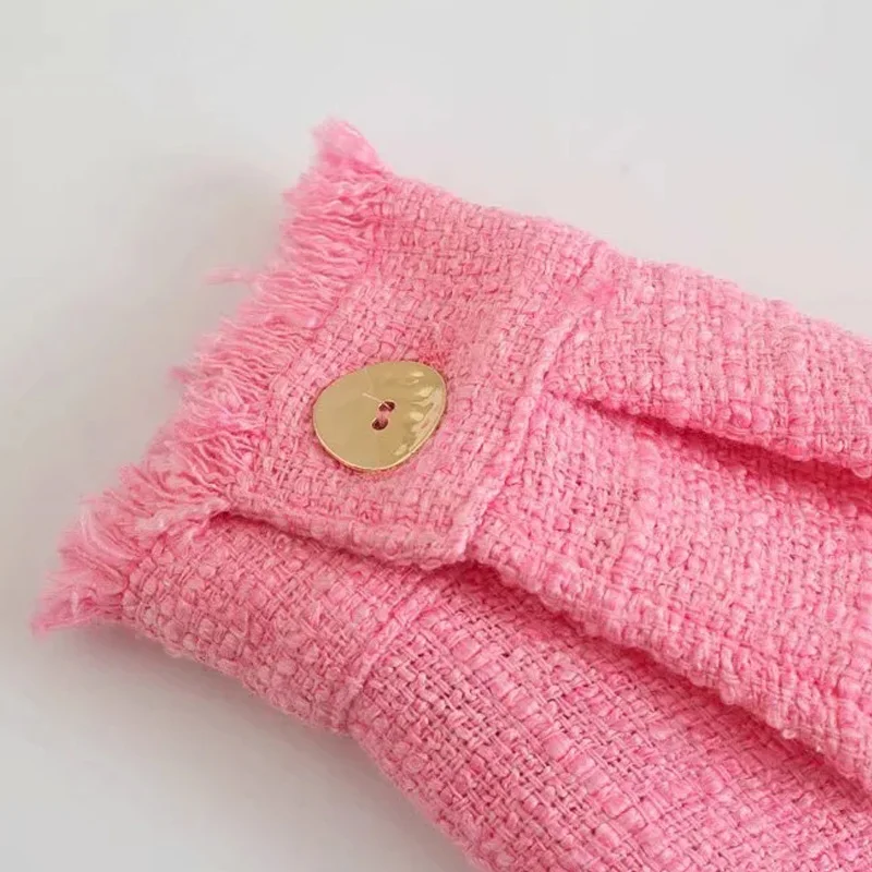 Куртка TRAF Za Женская с длинным рукавом винтажная текстурированная розовая