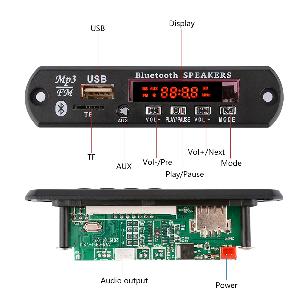 Bluetooth MP3 декодер AIYIMA аудио плата приемника 5 0 AUX USB TF карта автомобильный FM