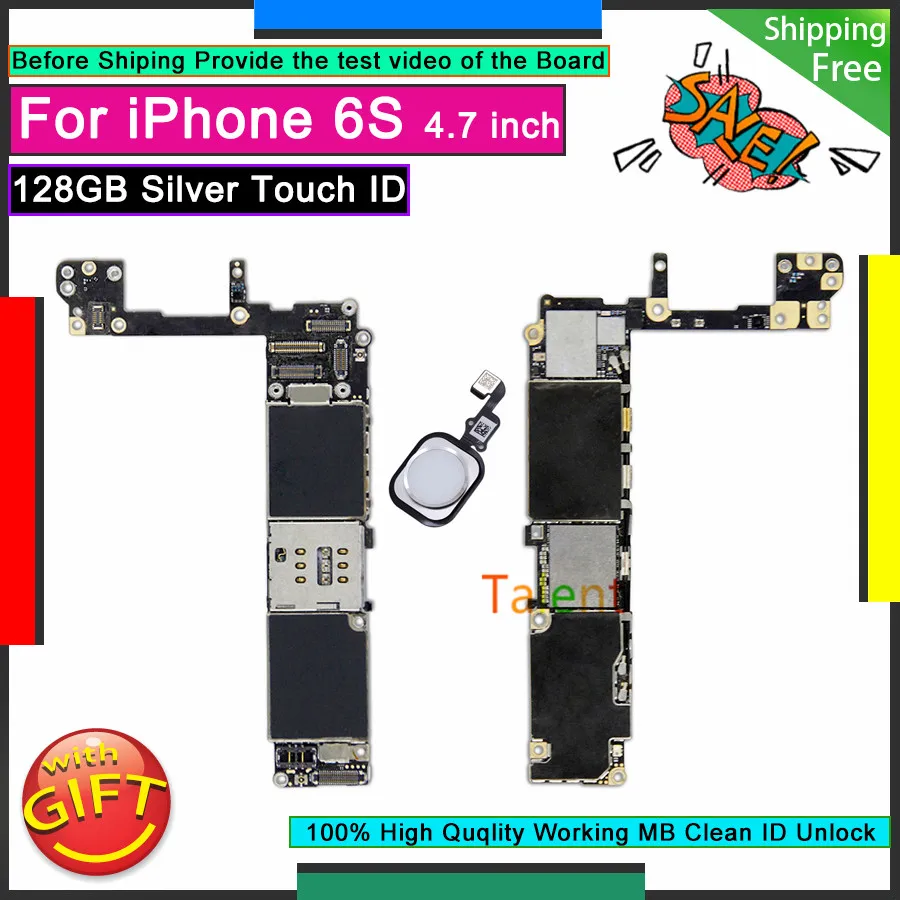 Материнская плата для IPhone 6S 128 ГБ серебряная Кнопка Touch ID Home разблокированная