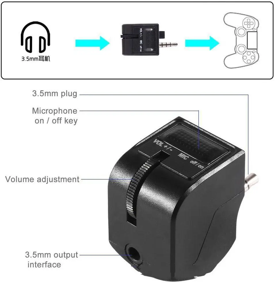 BEESCLOVER 3.5mm Audio Jack Headset Adapter With Mic Volume Control For PlayStation 4 PS4 Headphone adapter r57 | Электроника