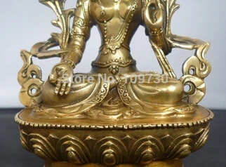 Бесплатная доставка &ltтибетская Чистая латунь Kwan-yin Белая Тара статуя Будды |