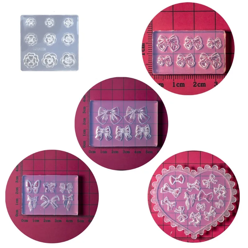 3D с рисунками цветочков бантами нейл арта украшения эпоксидная смола форма