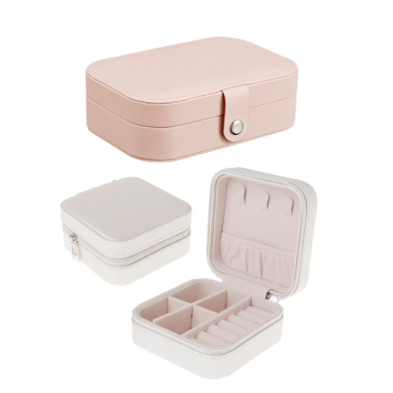 

Шкатулка для украшений на молнии, органайзер для хранения ювелирных изделий, подарочная шкатулка для украшений для женщин (белый) и оранжев...