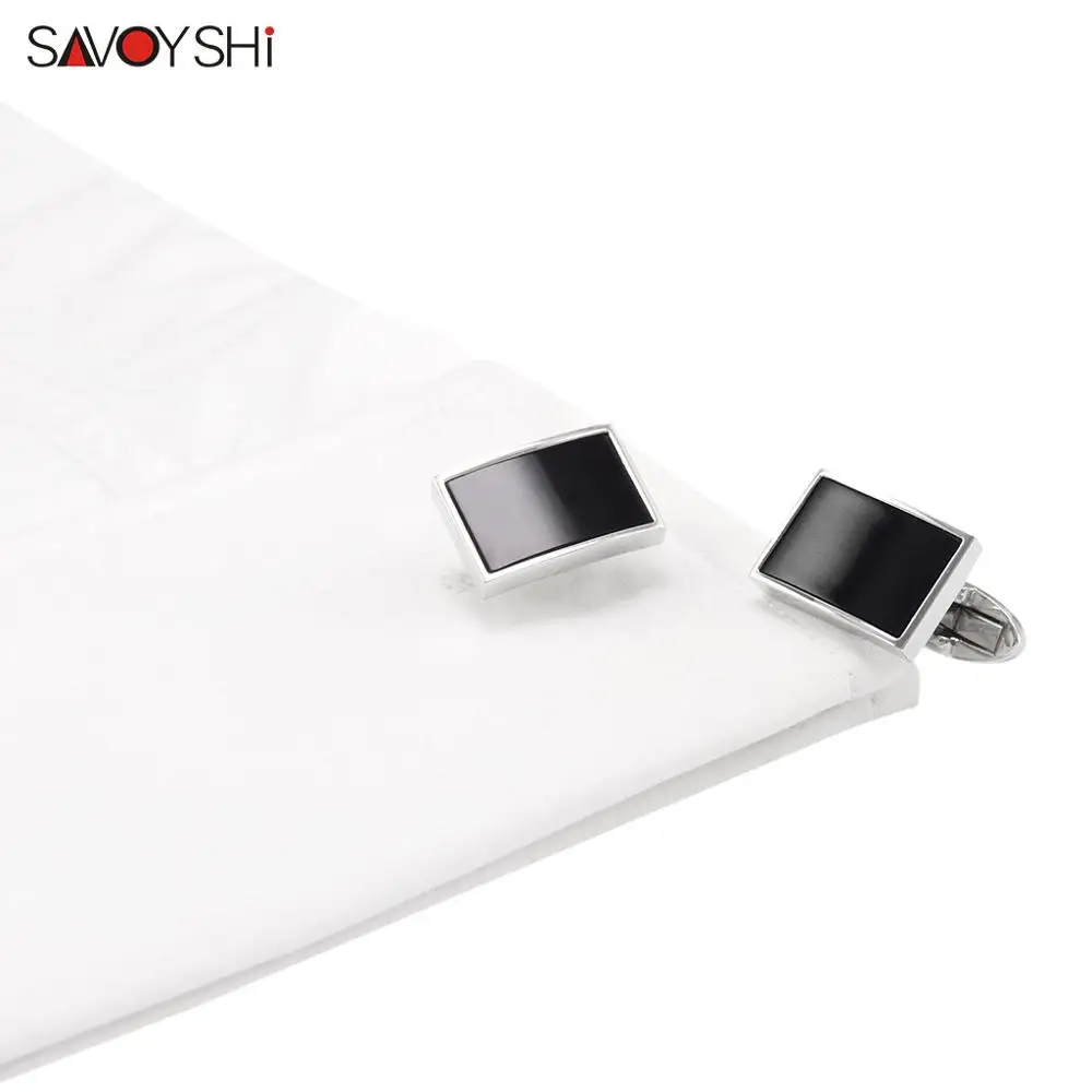 SAVOYSHI классические запонки из черного камня для мужских костюмов рубашка