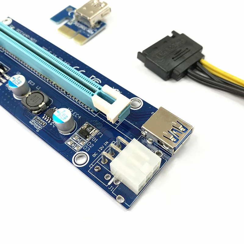 Переходная карта VER008C USB 3 0 PCI PCIE PCI-E 1X до 16X адаптер Райзера 60 см 008C со светодиодом