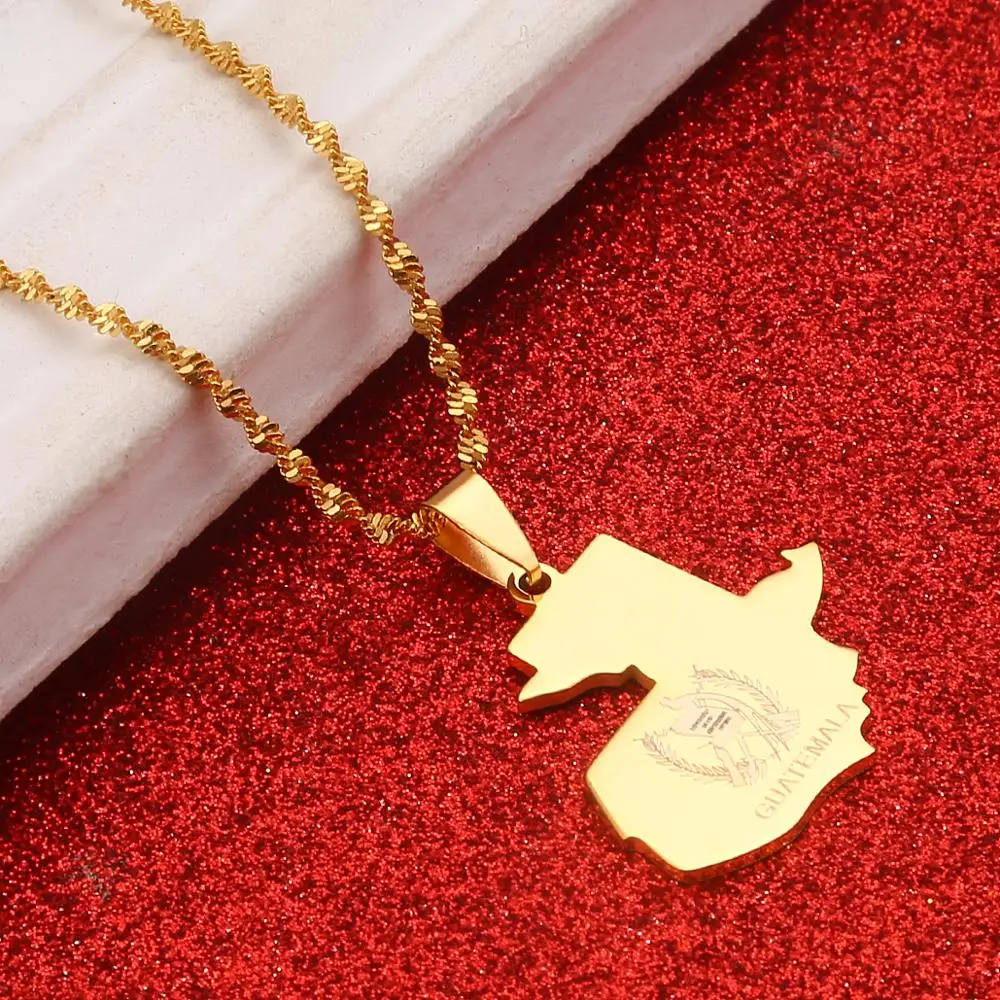 Ожерелье с подвеской из нержавеющей стали ожерелье изображением карты модные