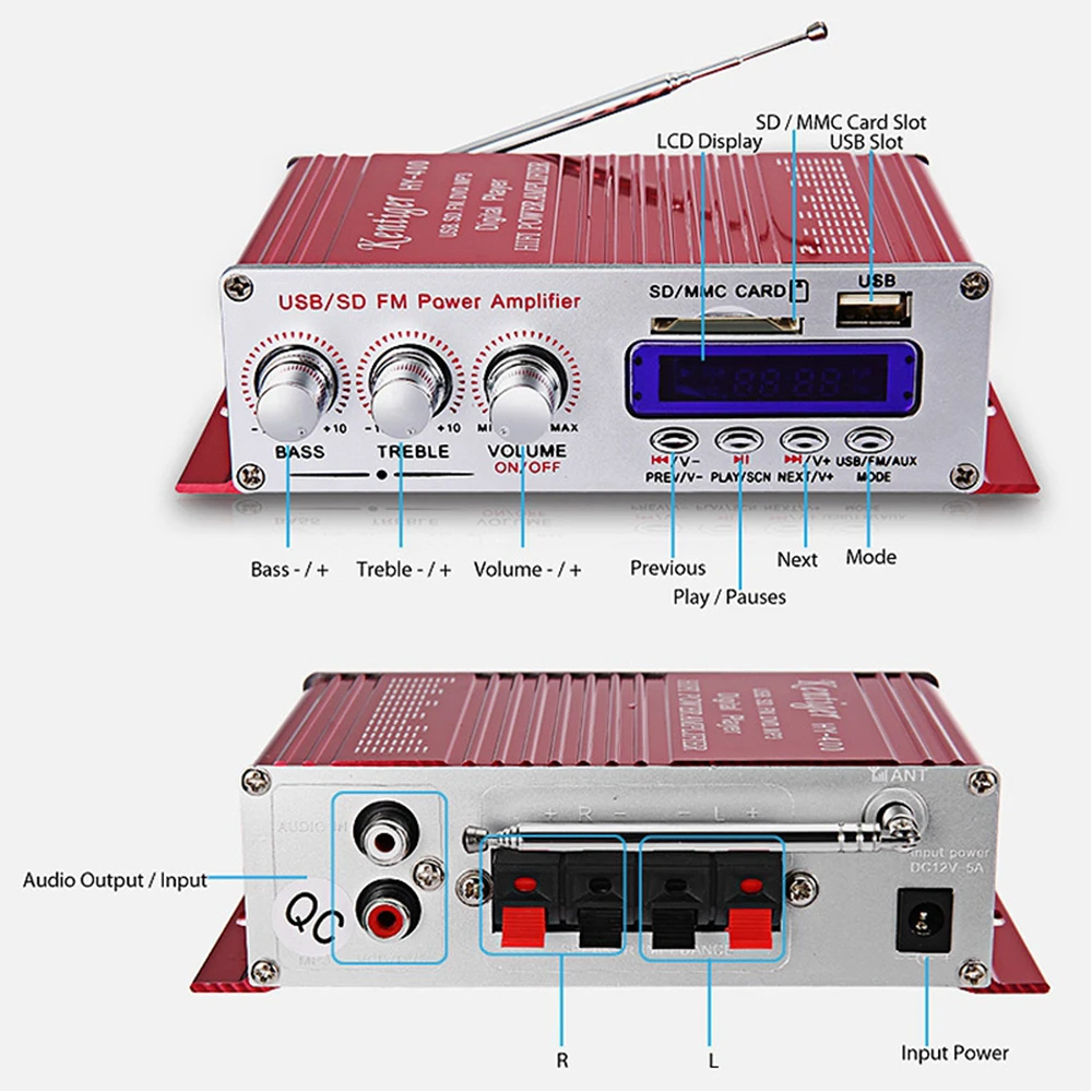 Hy-400 Hi-Fi автомобильный стерео усилитель радио Mp3 динамик с Fm ЖК-дисплеем мощности