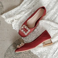 2022 spring autumn womens shoes comfortable thick heeled two wear exquisitely decorated all match high heeled pumps