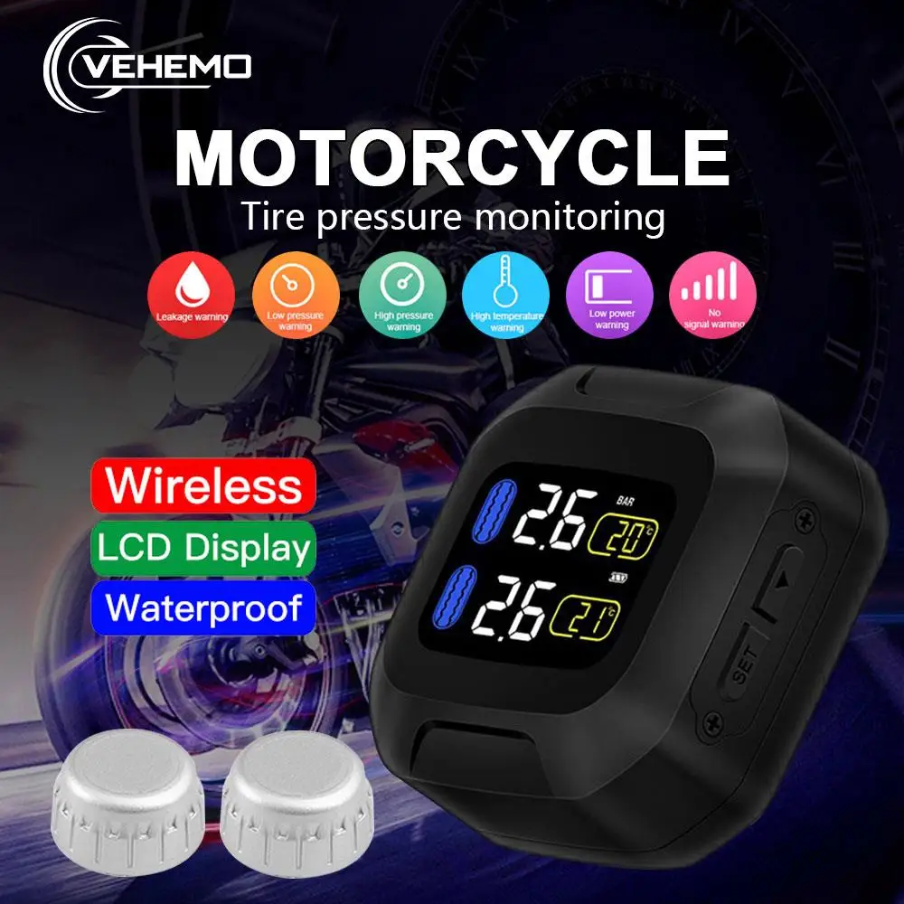 

Vehemo 2PCS Sensor Tire Pressure Alarm Tire Pressure Monitoring System USB Interface Motorbike for Explosion Proof