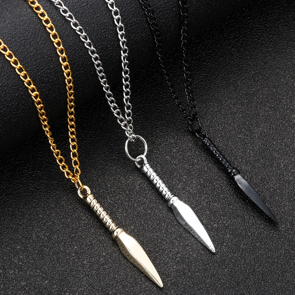 Винтажное ожерелье с подвеской в виде копья серебряное золотистое черное модное