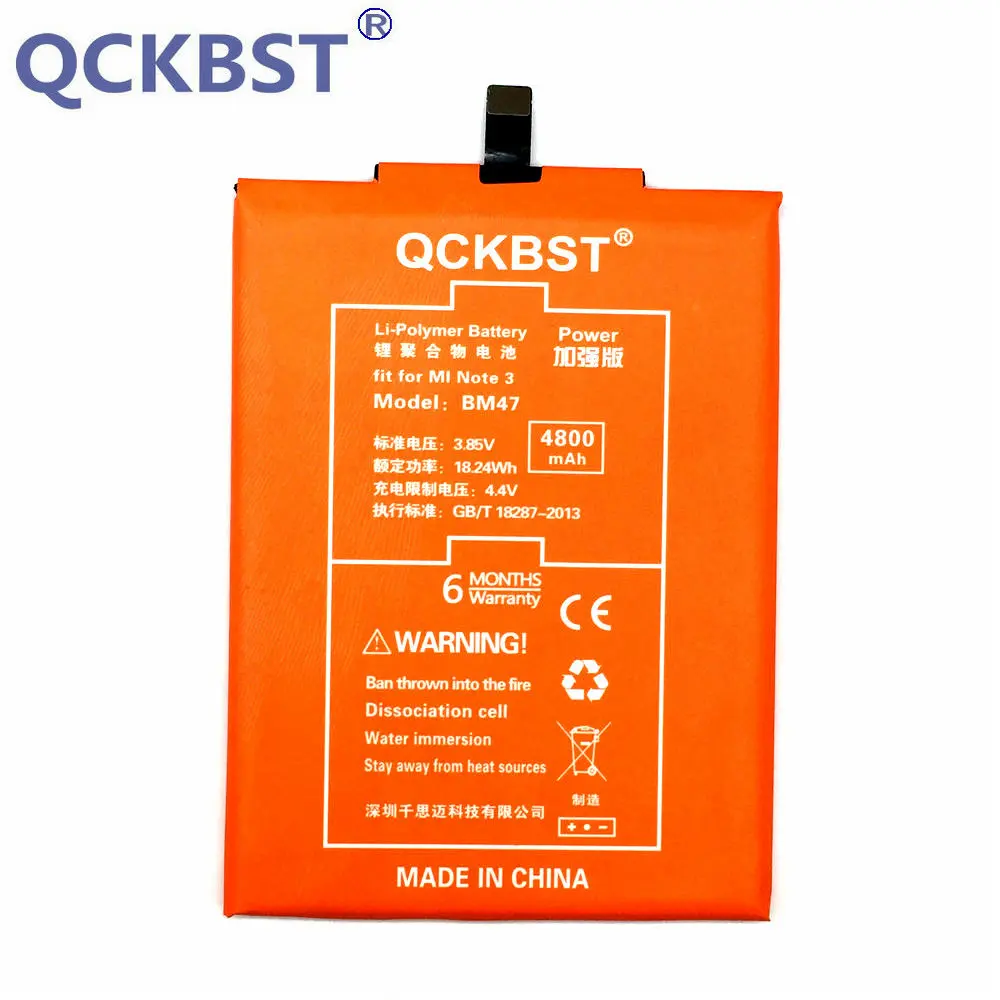 Аккумулятор QCKBST BM47 для Xiaomi Redmi 3 3S 4X 3X Hongmi оригинальный сменный аккумулятор 4800 мАч