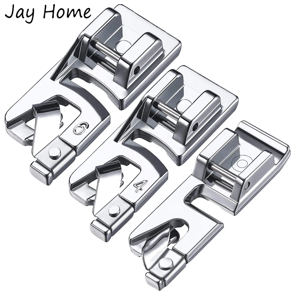 

3 Sizes Narrow Rolled Hem Sewing Machine Presser Foot Set for Multifunction Sewing Machines 3mm 4mm 6mm DIY Sewing Accessories