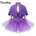 Детский танцевальный костюм для девочек, костюм для косплея на Хэллоуин, маскарадный костюм Showman, трапециевидная юбка с оборками, верх с балетной пачкой