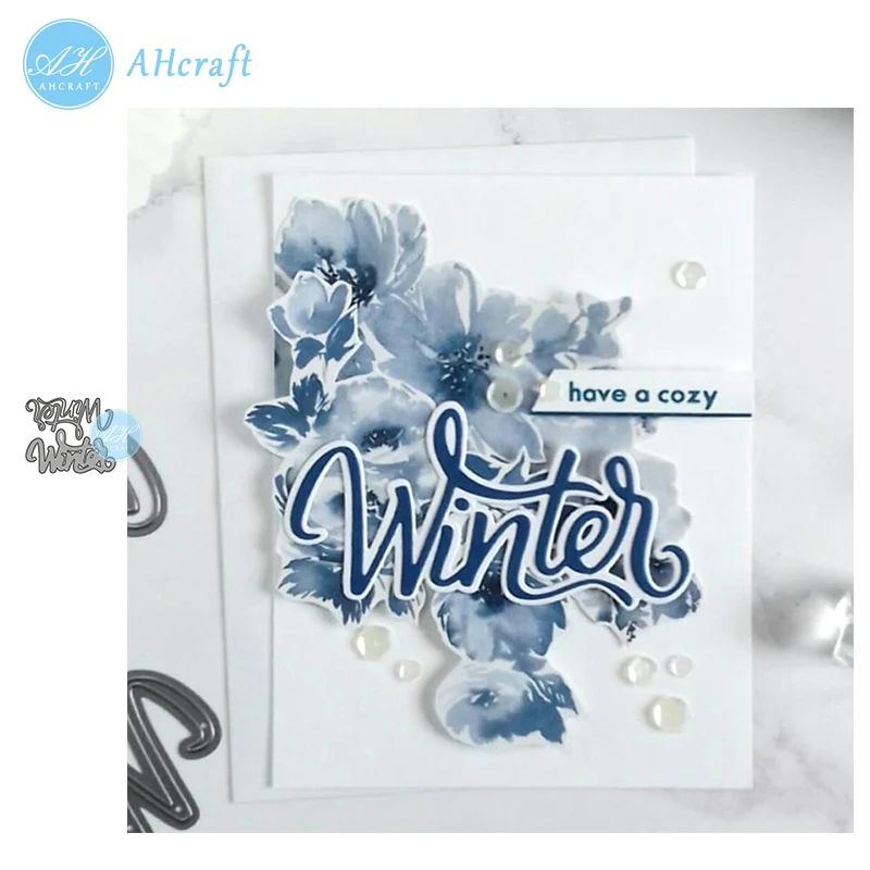 AHcraft зимние слова металлические режущие штампы для скрапбукинга бумажный нож