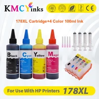 kmcyinks refillable hp178 ink cartridge chip and 400ml ink for hp 178 photosmart 5510 5520 6510 6520 b8553 b109a b109n b110a