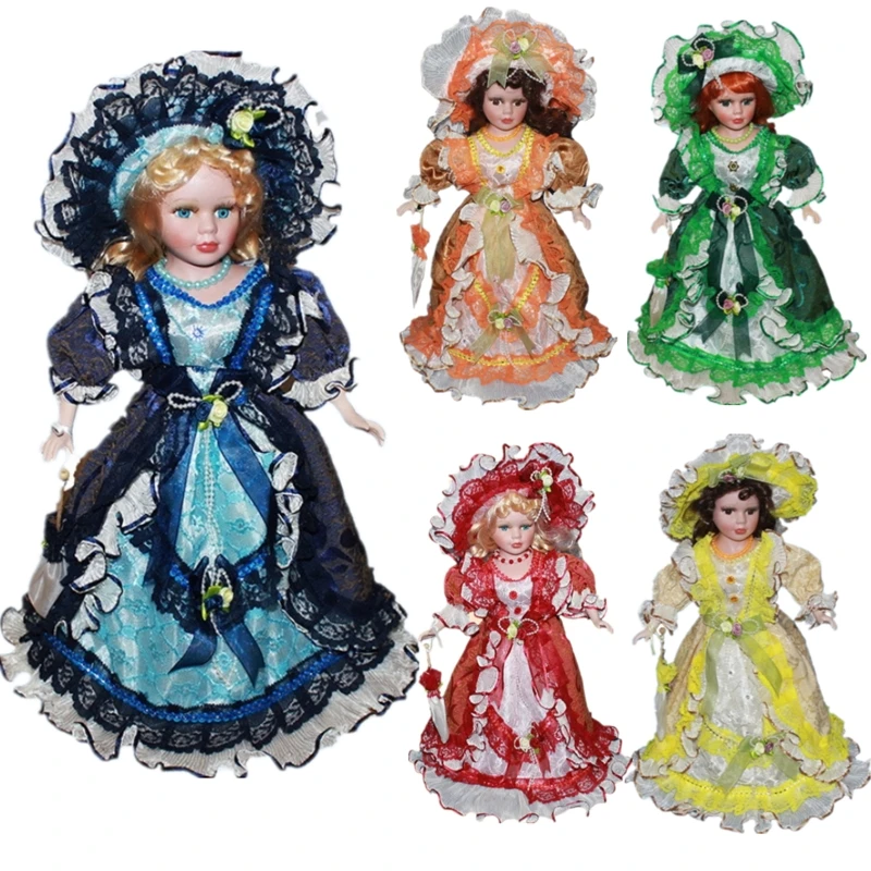 

41CM European Style Victoria Style Russia Ceramic Classical Doll Noble Porcelain Doll fashion Dolls home decoration kids gifts