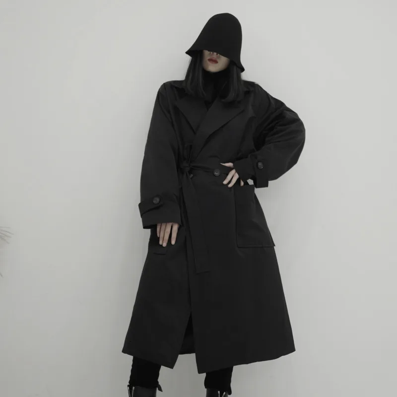 LANMREM 2020 однотонное пальто зимнее Новое Женское Ретро двубортное Прямое с
