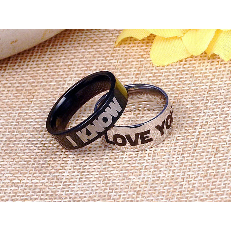 4 мм 6 черные Серебряные титановые стальные кольца с надписью I LOVE YOU KNOW для