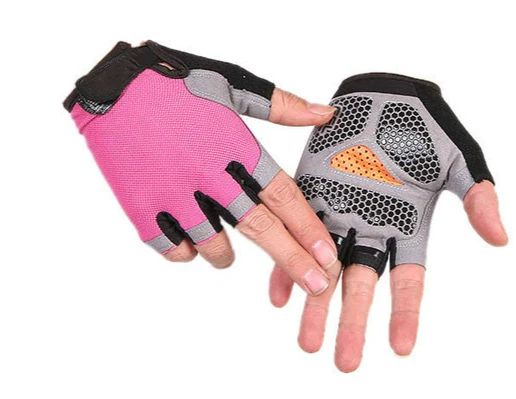 Весна Лето Half Finger Спорт на открытом воздухе езда Мужчины Женщины Фитнес Нескользящие без пальцев дышащие защитные перчатки автомобильные перчатки для фитнеса - Цвет: Pink Upgrade