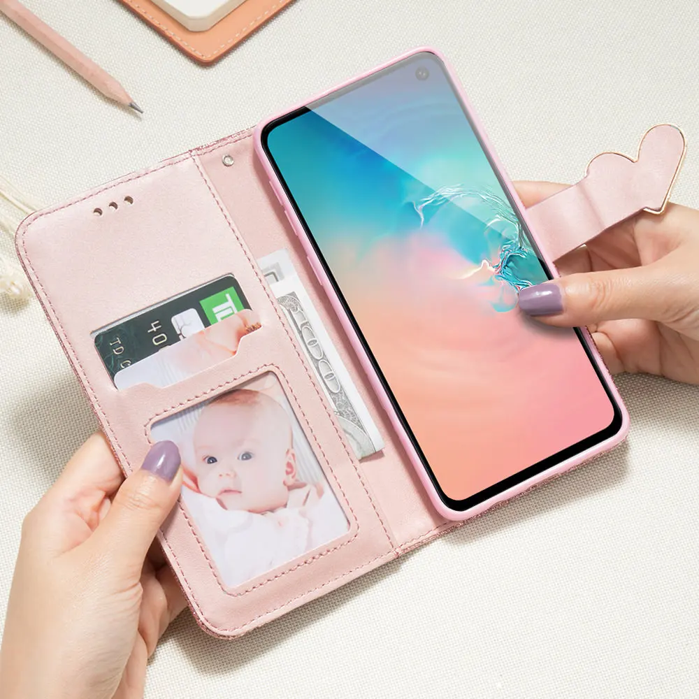 Шикарный Блестящий чехол для телефона Samsung S10 S10Ee S8 S9 Plus S7 Edge с откидной крышкой