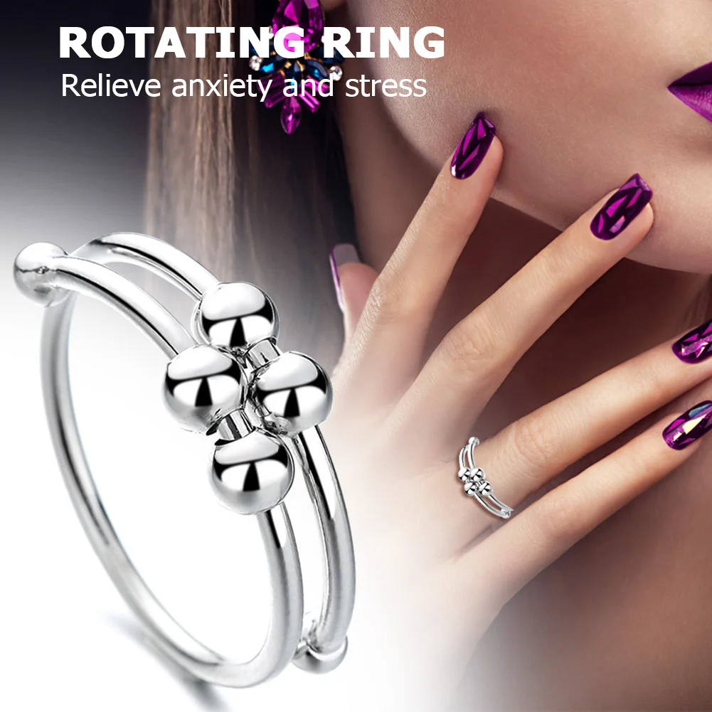

2021Trendy Fidge Toy for Adults Spinning Fidget Beads Peace Rings for Anxiety Worry Stress Relief Jewelry Antistress Toy Stress