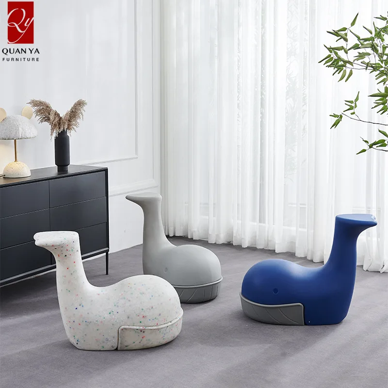 

Nordic Children Chair Small Stool Art Baby Creative Plastic Round Animal Seat Stool Home Furniture Storage Backrest Whale Stools
