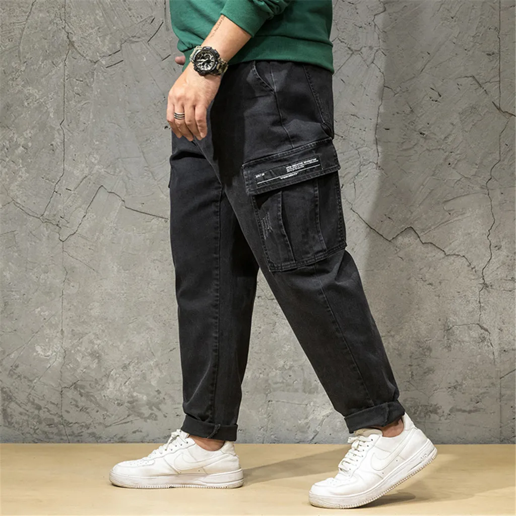 

2019 New Fashion section Pants Casual Summer Pants Long Skate Board Stright Pocket Plus Size Jeans Z819