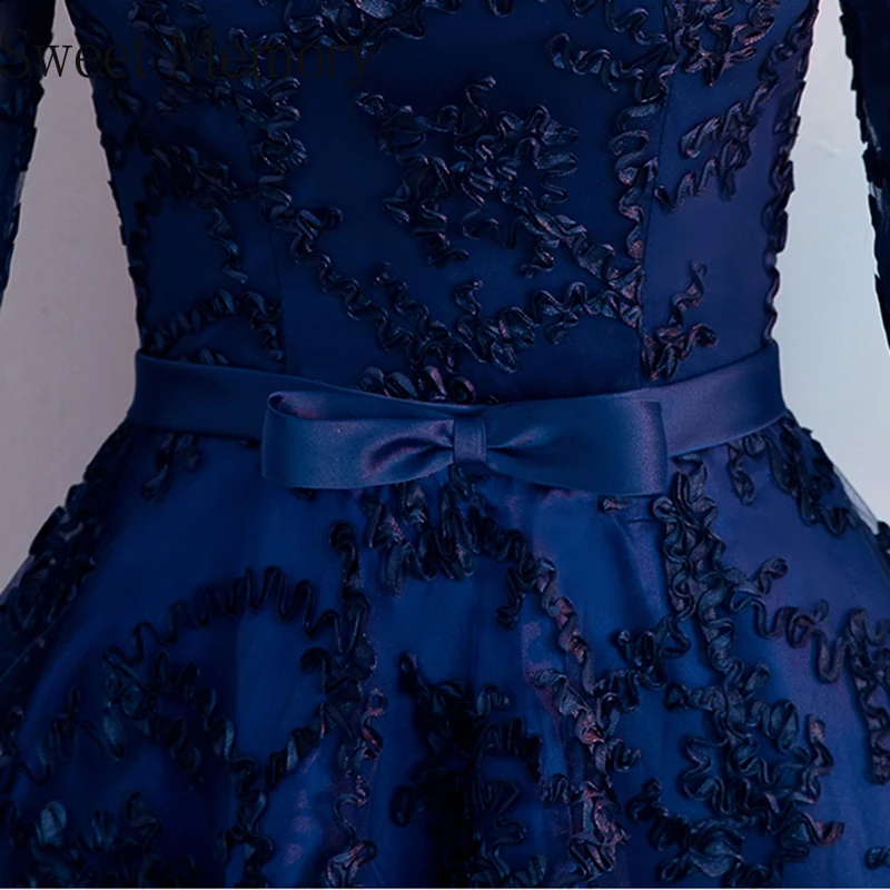 

2021 Sweet Memory Elegant Women Half Sleeves Black Blue High Low Evening Dresses