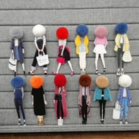 12pcs fashion brooch pins for woman brooches girls cartoon models acrylic brooches kawaii pompom clothing jewelry accessories