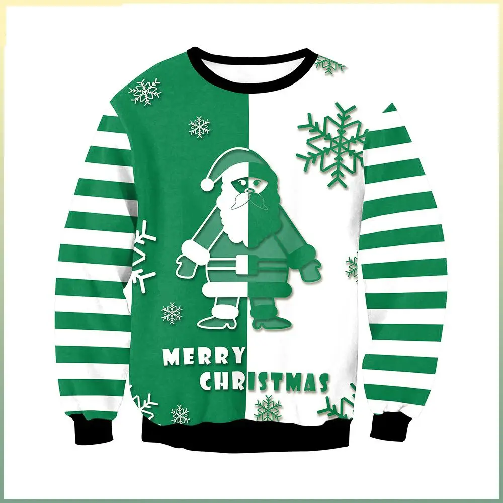 

Рождественские зеленые толстовки с круглым вырезом и длинным рукавом для влюбленных пары свободные мужские толстовки свитшоты мужские тол...