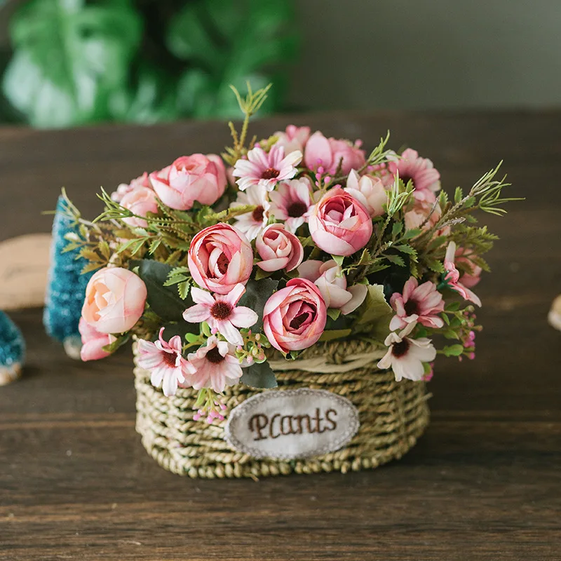 

autumn fake tea rose silk flower fall Gerbera Daisy artificial plastic flower for wedding home accessories decoration room decor