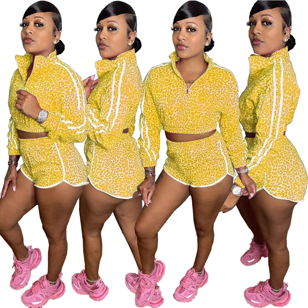 

Two Piece Set Women Office Tracksuit Sexy Outfit Summer Clothing 2021 Female Crop Top Shorts 2 Piece Sets Sportswear LY043
