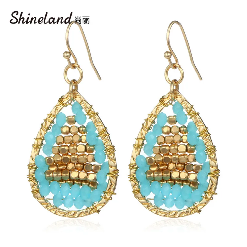 Женские Висячие серьги Shineland богемные этнические ручной работы с бусинами в