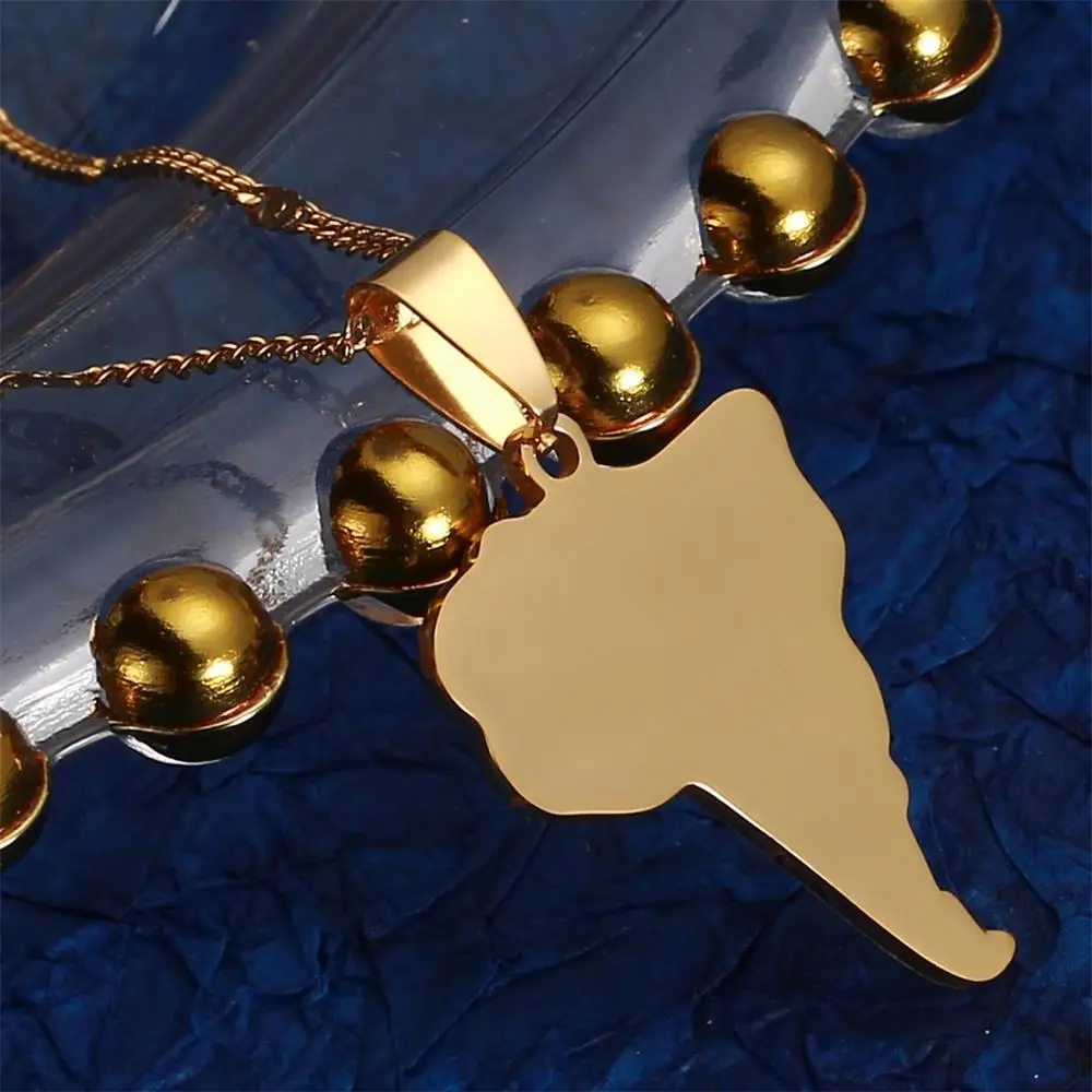 Кулоны из нержавеющей стали с изображением карты Южной Америки ожерелье