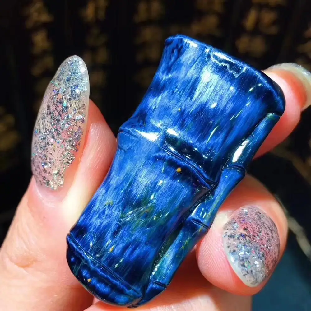 Genuine Natural Pietersite Pendant 37x19x10mm Bamboo For Chatoyant Blue Crystal Healing Gemstone Women AAAAA | Украшения и