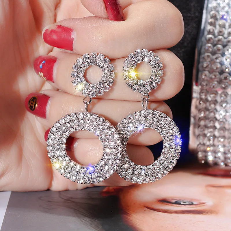 

AAA Rhinestone Small Hoop Earrings for women Female Golden Silvery Jewelry Simple Vintage Earrings Ear nai Fashion 2020