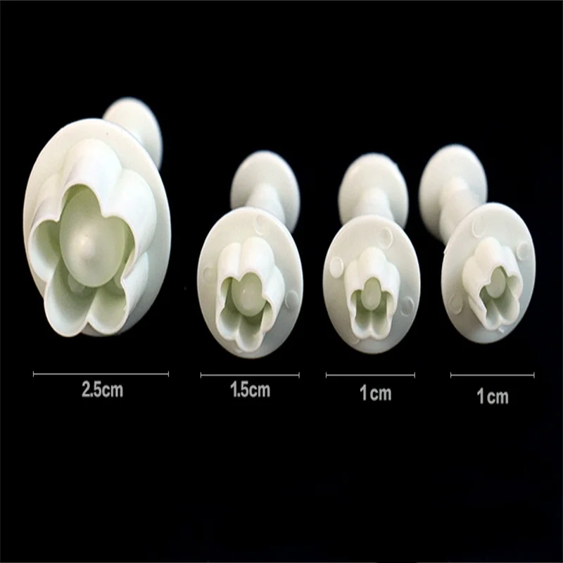 4Pcs/set Plum Blossom Fondant Cake Decorating Sugar Craft Plunger Cutter Flower Mold DIY Tools Home Kitchen BakeTools | Дом и сад