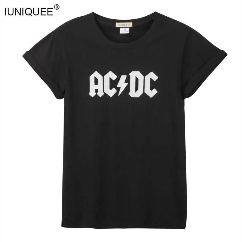 AC/DC Группа рок футболка женская ACDC черная с буквенным принтом Графические