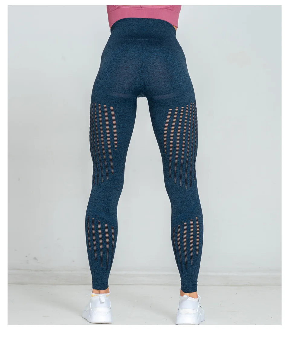 

CHRLEISURE Seamless High Waist Leggings Fitness Feminina Fashion Hollow Out Breathable Leggings Women Sportswear