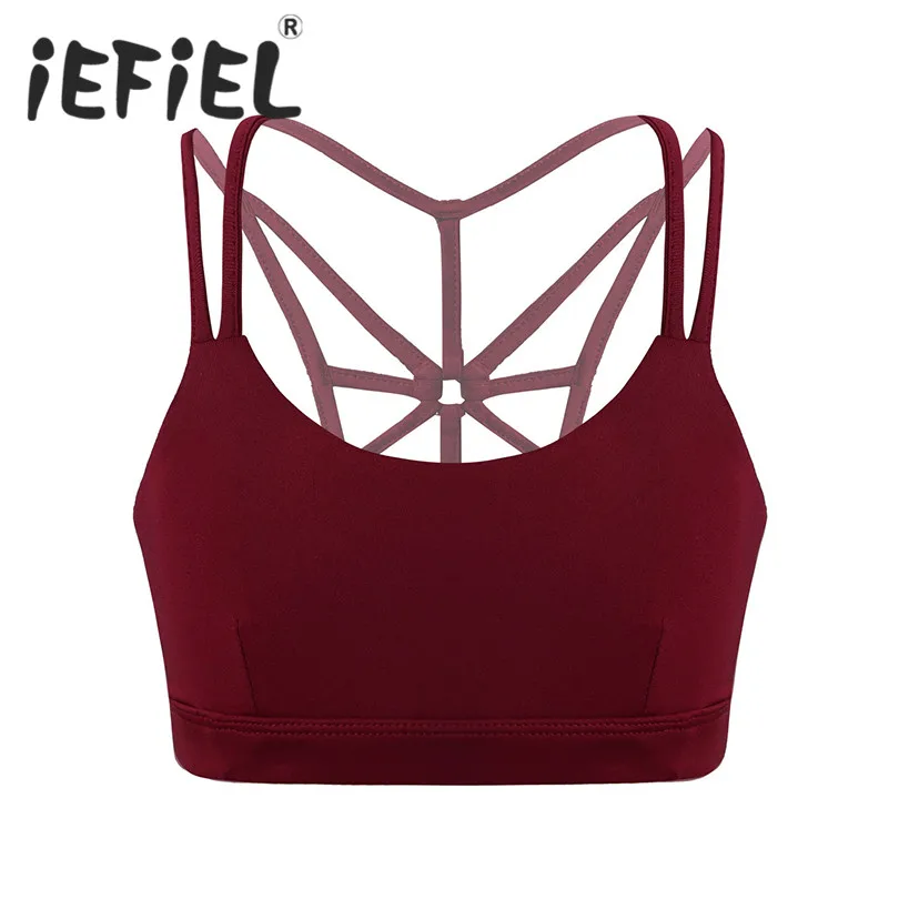 Спортивный бюстгальтер для девочек тренировок танцев эластичные майки с