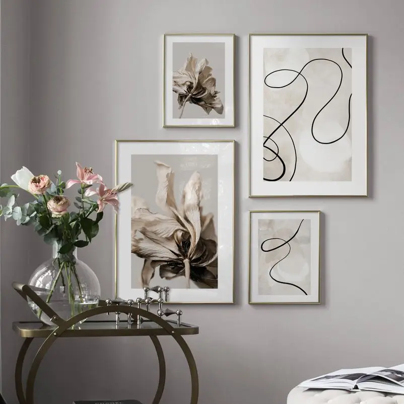 

Abstract Lines Pink Iris Flower Detail Wall Art Canvas Painting Nordic Posters And Prints Decoration Pictures For Living Room