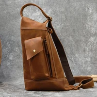 maheu 2020 new design genuine leather chest bag single shoulder sling bag vintage crazy horse chest pack large capacity men bag